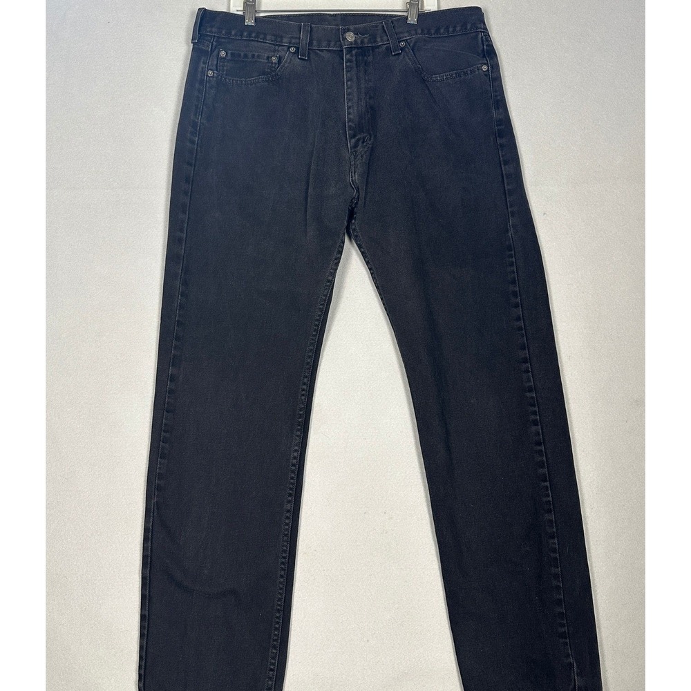 Levis 505 Jeans Men 38X34 Black Regular Fit Straight Leg Red Tab Dark Wash Denim